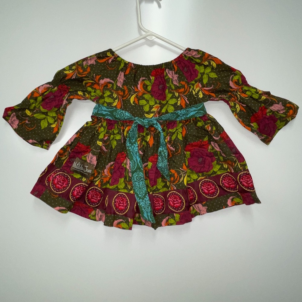 Matilda Jane Paint By Numbers Kids Girls Floral Bell Sleeve Dress Size 2